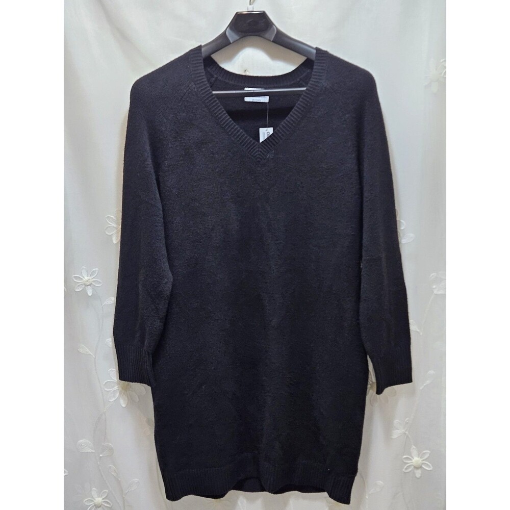 Old Navy Womens Large NWT Black Sweater Dress Stylish Elegant V-Neck Classy Boxy